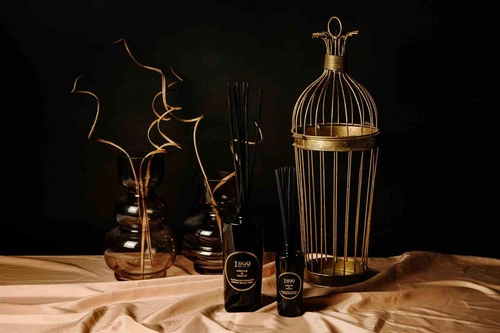 Cereria Molla aroma difuzér Reed 100 ml máta bazalka do bytu černé sklo