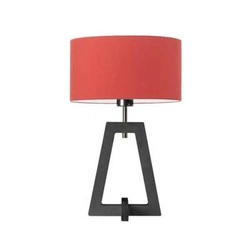 Noční lampička Clio glamour s červeným stínidlem a šedým dřevěným podstavcem do ložnice