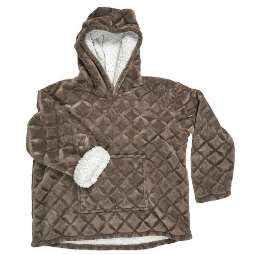 Bluzo deka s kapucí Intesi hnědá teplá deka do obýváku a ložnice