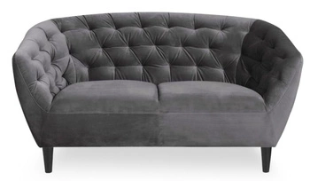 Dvouosobová sametová pohovka Ria VIC šedá glamour s područkami do obýváku Actona