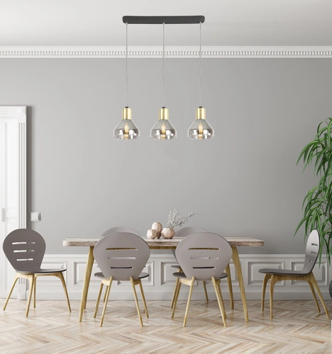 Závěsné svítidlo Gregory 3 světla černé sklo nad stůl do obýváku a jídelny