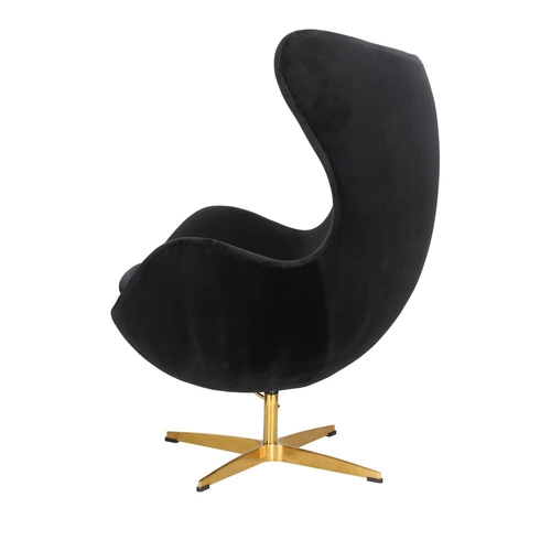 Otočné křeslo Egg černý samet moderní glamour do obýváku a kanceláře zlatá podstava