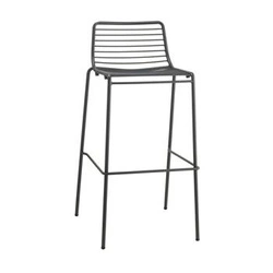 Kovová barová židle Summer s opěrkou v antracitové barvě, moderní do kuchyně a k ostrůvku, výška 75 cm SCAB Design