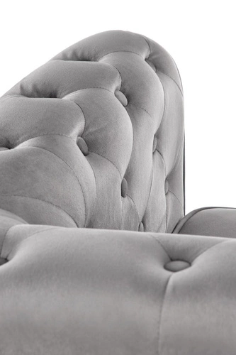 Sametové křeslo Dassion šedé s područkami moderní glamour do obýváku