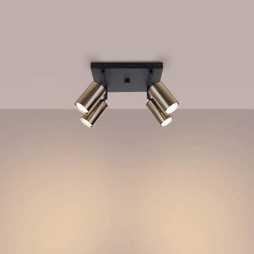 Stropní svítidlo WINX 4 moderní černé zlaté do obýváku a ložnice SOLLUX LIGHTING