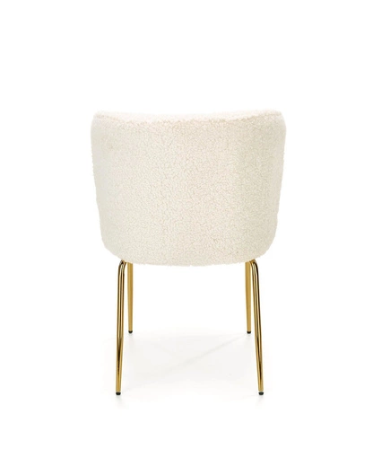 Jídelní čalouněná židle Leonore boucle krémová se zlatými nohami Intesi elegantní
