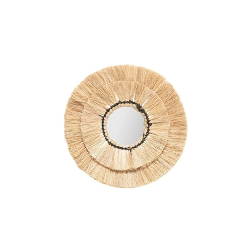 Sada 3 kulatých závěsných zrcadel boho s rafiem do obýváku nebo ložnice Atmosphera