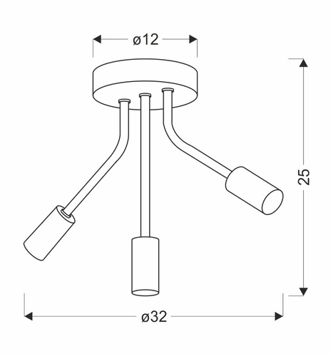 Moderní stropní svítidlo Tiara 3bodové černé do obýváku a ložnice kovové