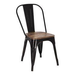Jídelní židle Paris Wood černá kovová s dřevěným sedákem industriální D2.DESIGN