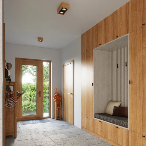 Dřevěné čtvercové stropní svítidlo QUATRO 1 Sollux moderní do obýváku a kuchyně 14x14 cm