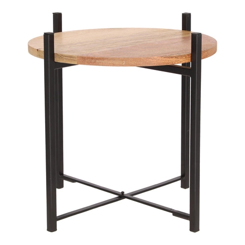 Kulatý konferenční stolek Ragna 42 cm loftový dřevěný s kovovou podstavou do obýváku Intesi