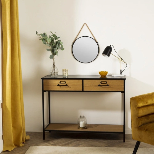 Konzola Baris černá/přírodní