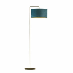 Stojací lampa do obýváku BOLIVIA GOLD zelený samet moderní glamour s látkovým stínidlem Lysne
