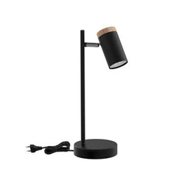 Stolní lampa Lagos černá kovová s dřevem moderní noční lampička do ložnice 35 cm