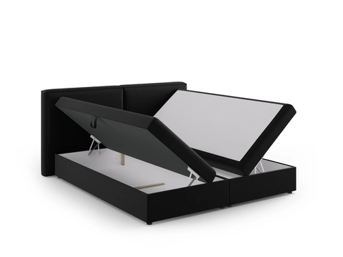 Čalouněná postel do ložnice Jodie sametová černá s úložným prostorem 160x200 glamour