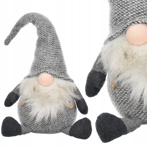 Šedý kostkovaný trpaslík sedící 46cm    