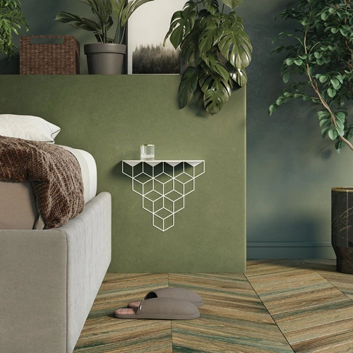 Moderní černá kovová nástěnná police Stiga na knihy a dekorace do obýváku POLYHEDRA