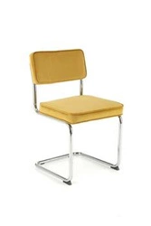 Čalouněná židle Nelson Intesi sametová hořčicová na lyžinách do jídelny moderní