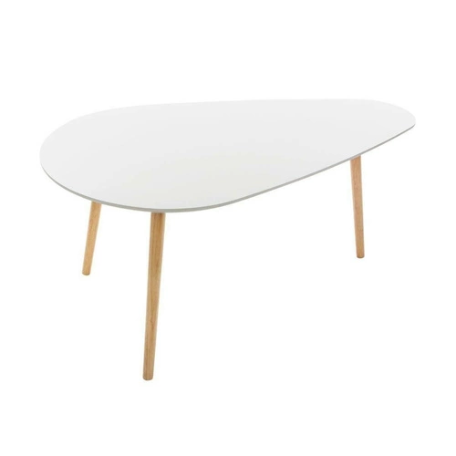 Sada 2 bílých konferenčních stolků Mileo L dřevěných do obýváku skandinávský styl