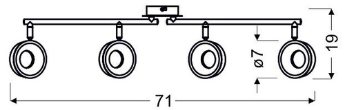 Stropní LED lampa Isla chromová, nastavitelná, moderní do obýváku a ložnice 71 cm
