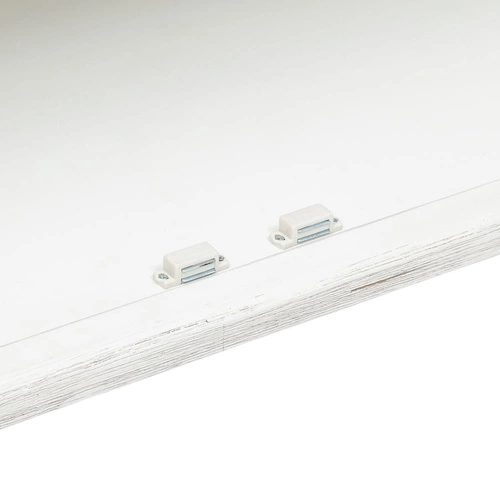 Bílá komoda Olbia 110 cm v provensálském stylu s přírodní dřevěnou deskou do obývacího pokoje Atmosphera