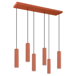 Závěsné LED svítidlo IVAR 6 okrově červené nad jídelní stůl 80 cm