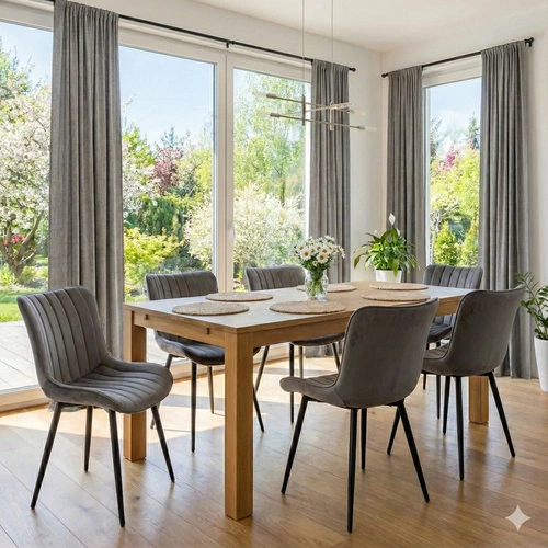 Jídelní židle Roxino VIC čalouněná šedým sametem na černých nohách do jídelny a obýváku Intesi