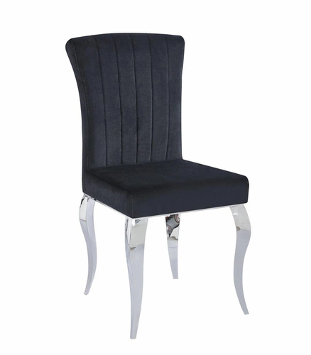 Čalouněná jídelní židle Helene Velvet černá, sametová na kovových nohách, do jídelny a kuchyně Intesi