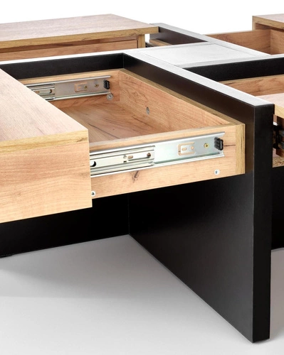 Konferenční stolek Sisel loft čtvercový dub craft se zásuvkami 100x100 cm do obýváku Intesi