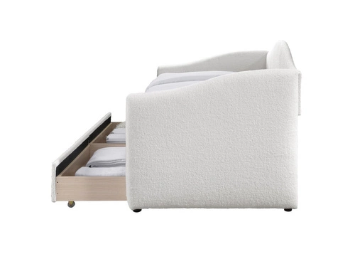 Čalouněná postel Elbert 90x200 krémová s úložnými zásuvkami do studentského pokoje