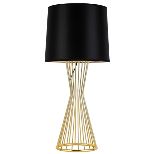 Moderní stolní lampa FILO TABLE černo-zlatá 85 cm s textilním stínidlem do obývacího pokoje Step into Design