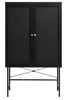 Vysoká komoda Pensacola černá ratanová na nožkách do obývacího pokoje
