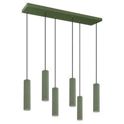 Závěsné LED svítidlo IVAR 6 olivově zelené nad jídelní stůl 80 cm