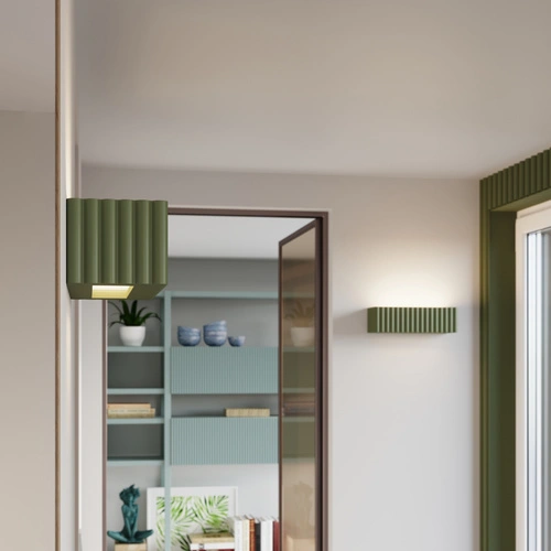 Nástěnné svítidlo RIGATA olivově zelené keramické moderní do obýváku