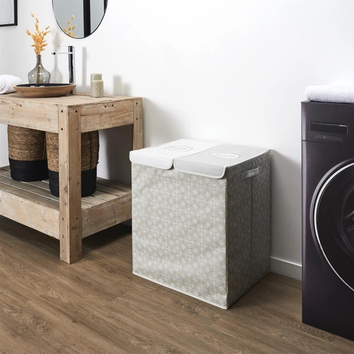 Dvojitý koš na prádlo 50x41x57 šedá látka