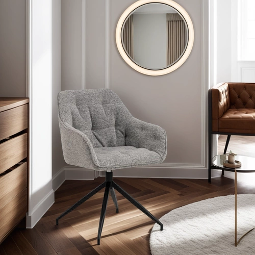 Otočená čalouněná židle Brooke šedá s područkami do jídelny a obýváku moderní