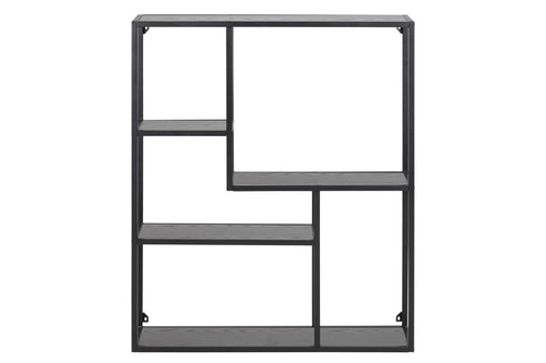 Seaford VIII závěsná kovová police černá na knihy a dekorace do obýváku nebo kanceláře