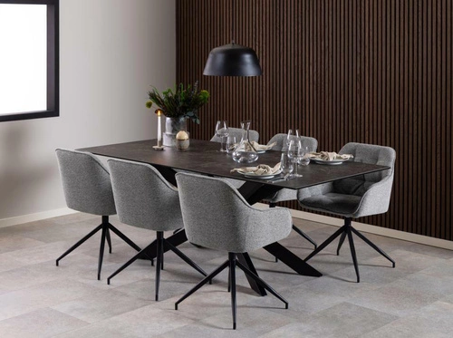 Otočená čalouněná židle Brooke šedá s područkami do jídelny a obýváku moderní