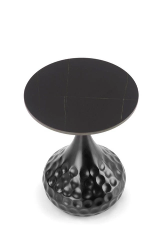 Konferenční stolek Drayden kulatý černý mramor moderní kovový do obýváku 40 cm