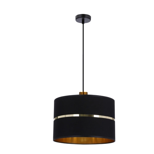 Assam závěsná lampa černá+zlatá 1x60W E27 stínidlo černé+zlatý pruh