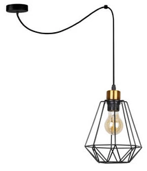 Primo p závěsná lampa černá+zlatá 1x60W E27 stínítko černé