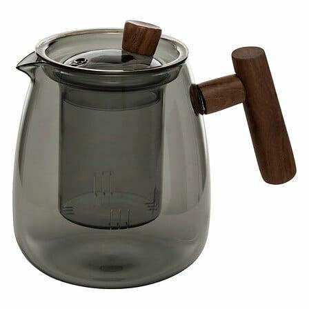 Skleněná konvice Twisted Lime 800 ml na čaj a bylinky – šedé borosilikátové sklo