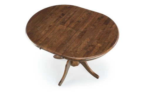 Rozkládací kulatý jídelní stůl Bator 90–124 cm vintage tmavý dub na jedné noze Intesi