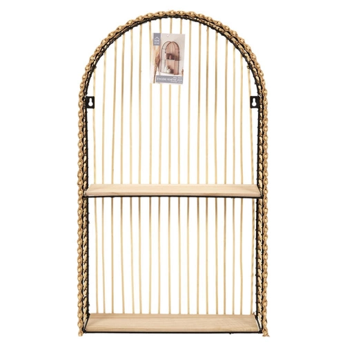 Dřevěná závěsná polička Bali boho na knihy a dekorace do obýváku Intesi