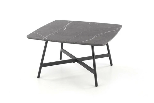 Konferenční stolek Farra čtvercový šedý mramor moderní do obýváku na černé konstrukci