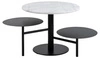 Kulatý konferenční stolek Lahti bílý mramor a černý kov moderní 3úrovňový do obýváku
