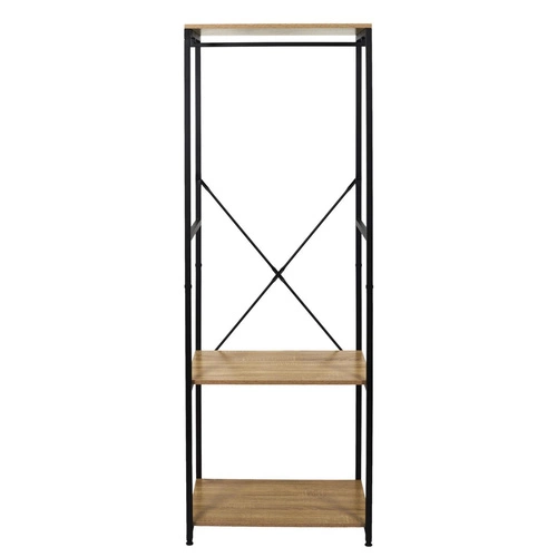 Lukis moderní stojanový věšák do předsíně s policemi loft kov černý hnědý Intesi