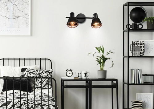 Stropní svítidlo Neria industriální černé s měděným stínidlem nastavitelná do obývacího pokoje