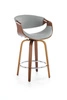Barová židle Analis industriální čalouněná s opěrkou a područkami do kuchyně šedá/ořechová