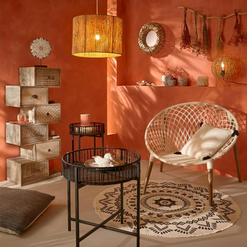 Noční lampa boho Raahe Atmosphera s pleteným stínidlem do ložnice nebo obýváku 33,5 cm